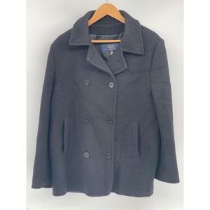 Crazy Horse Liz Claiborne Pea Coat Wool‎ Women 12 Bladk Double Breasted